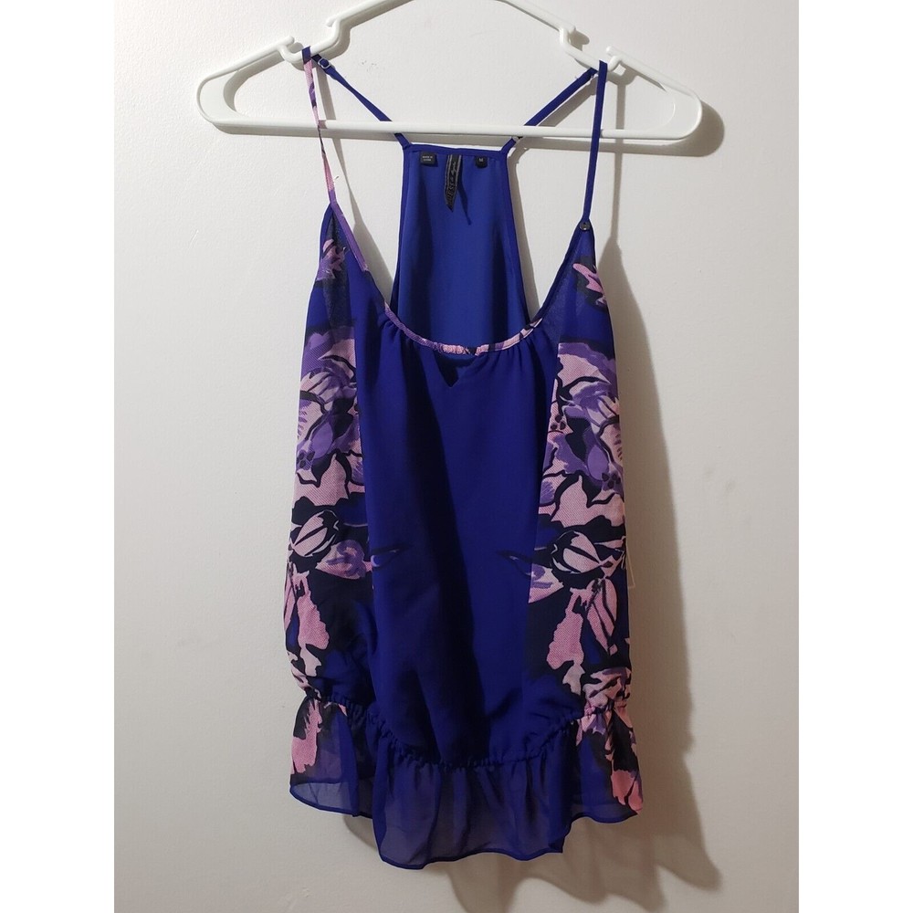 Guess Purple Floral Print Sleeveless Tank Top Women's Size M Medium NWT $59
